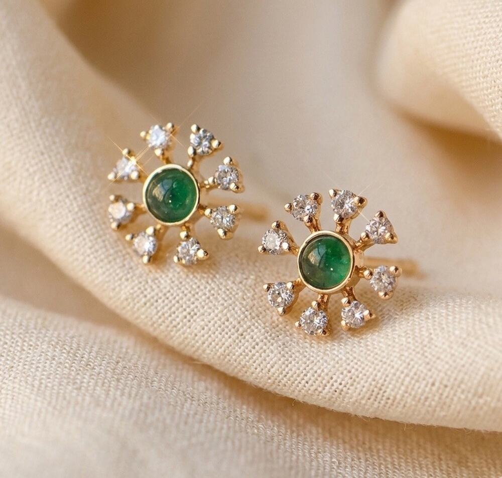 Anthropologie Crystal Earrings Gold Stud Flower CZ Petal Snowflake Boho VTG